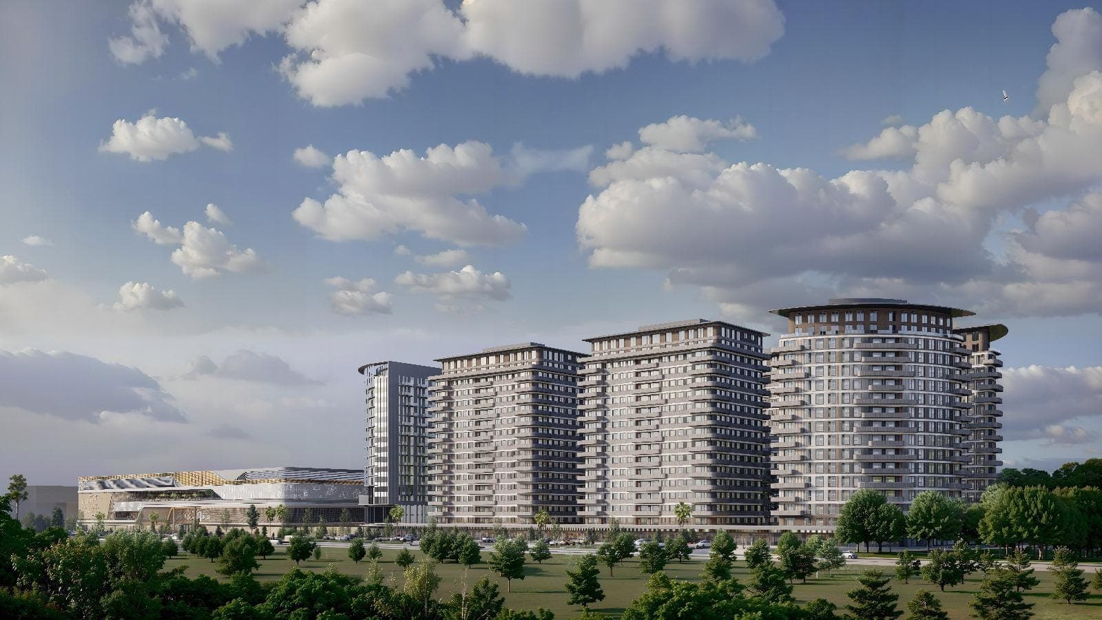 V Mall Ağrı'nın çevresiyle birlikte geniş açı render görseli